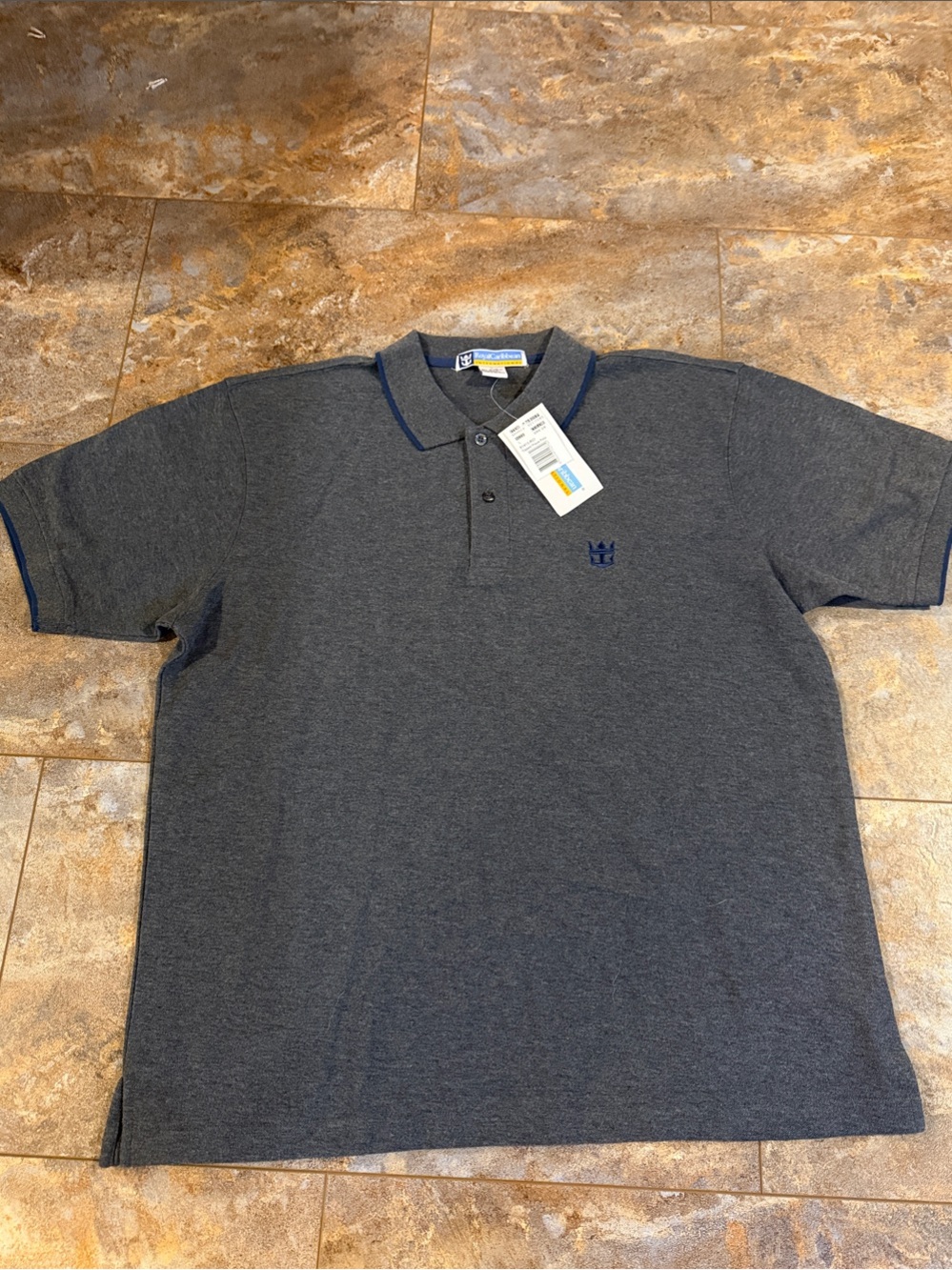 Royal Caribbean Men's Charcoal Polo with Navy Trim